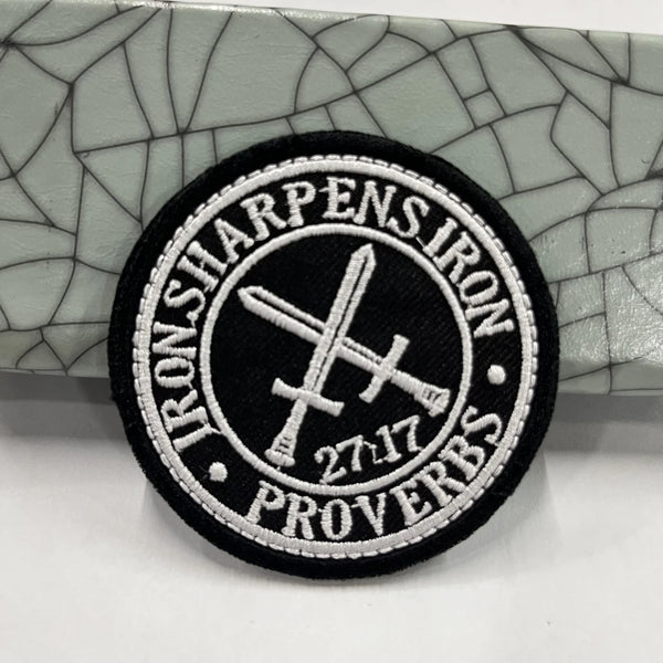 Proverbs 27:17 'Iron Sharpens Iron' Embroidered Velcro Patch