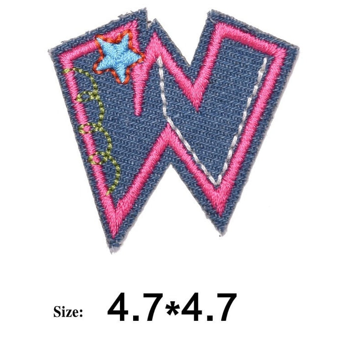 Letter W 'Denim Letter' Embroidered Patch