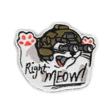 Cat 'Right Meow! | Tactical Headgear' Embroidered Velcro Patch