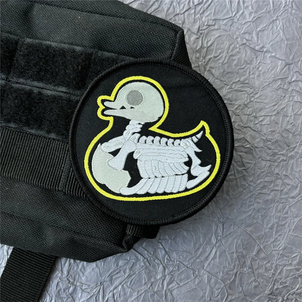 Duck Skeleton 'Round' Embroidered Velcro Patch