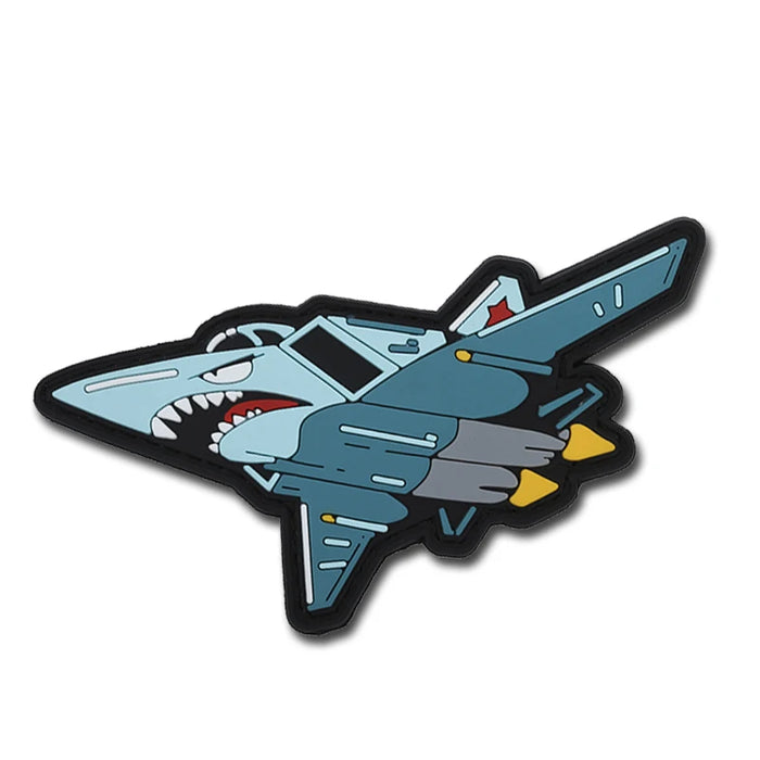 Military Tactical 'Shark Plane' PVC Rubber Velcro Patch