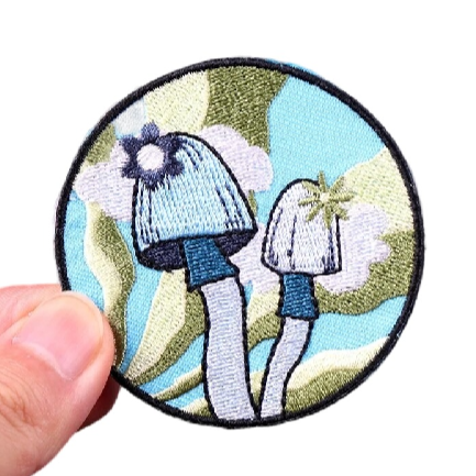 Cute 'Mushroom with Flower' Embroidered Patch