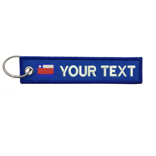 Personalized Keychain 'Chile Flag' Embroidered Velcro Patch