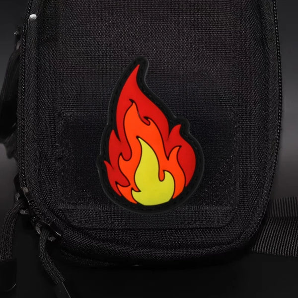 Flame Shape PVC Rubber Velcro Patch