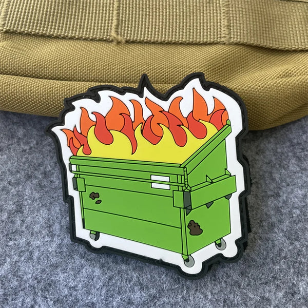 Cute 'Dumpster Fire' PVC Rubber Velcro Patch