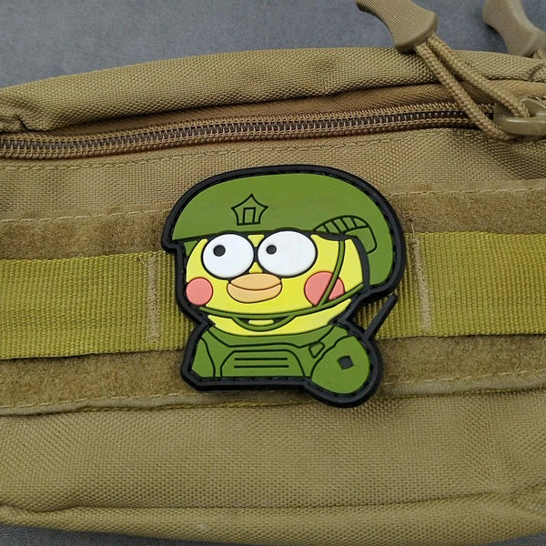 Cute 'Chicken Soldier' PVC Rubber Velcro Patch