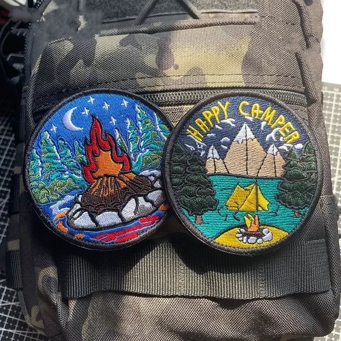 Travel 'Bonfire and Happy Camper | Set of 2' Embroidered Velcro Patch