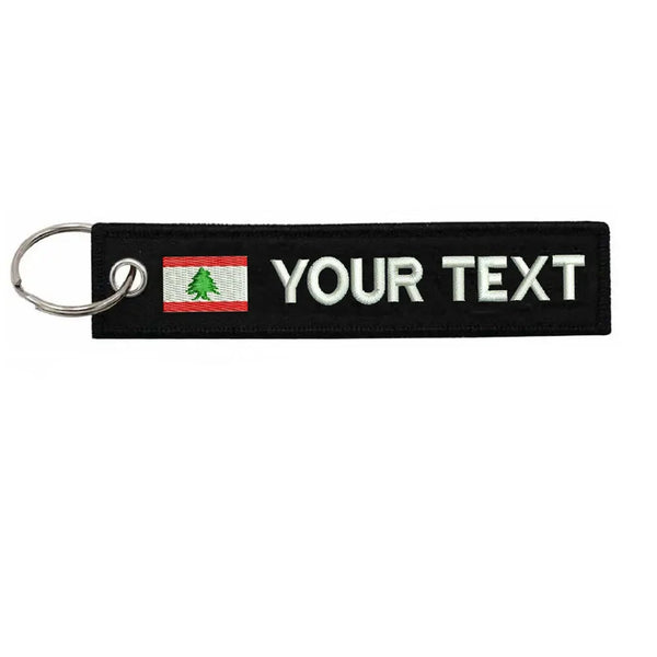 Personalized Keychain 'Lebanon Flag' Embroidered Velcro Patch