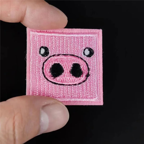 Cute Pig Face 'Square' Embroidered Patch