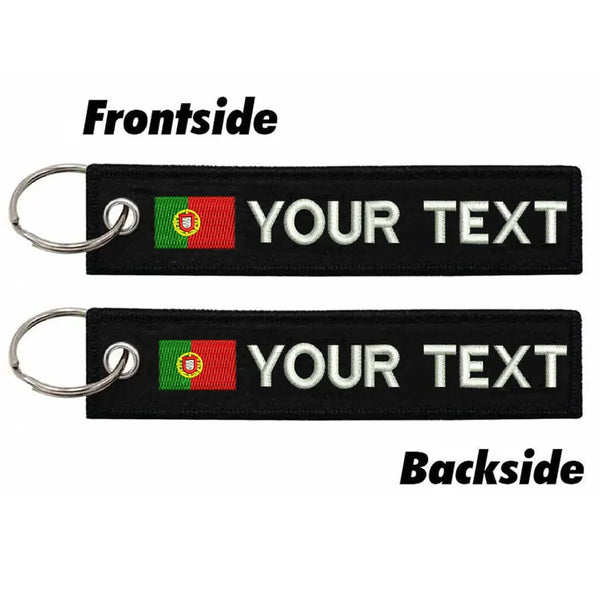 Personalized Keychain 'Portugal Flag' Embroidered Velcro Patch