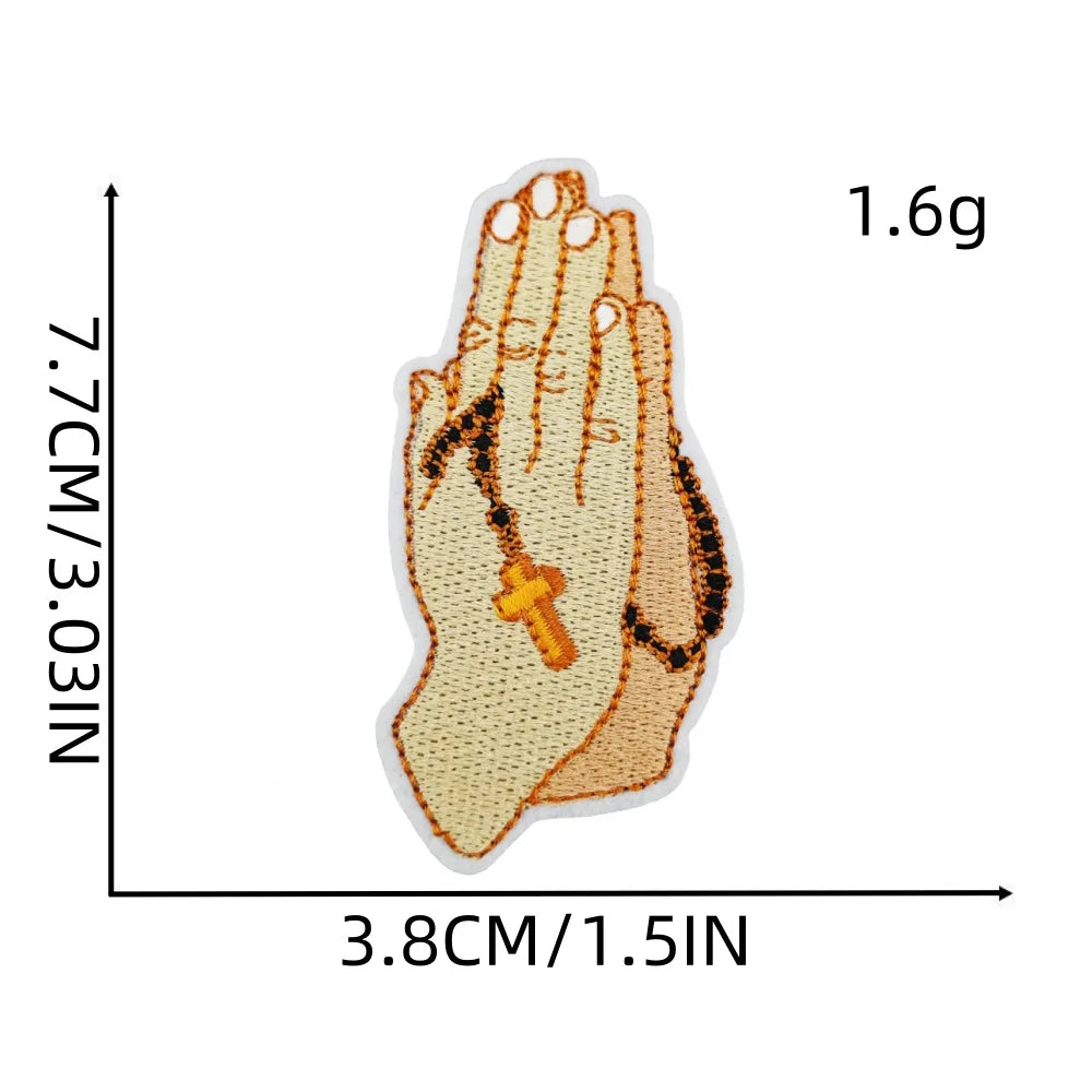 Praying Hands 'Rosary' Embroidered Patch