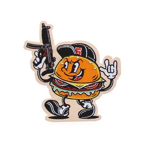 Burger Man 'Tactical Gun' Embroidered Velcro Patch