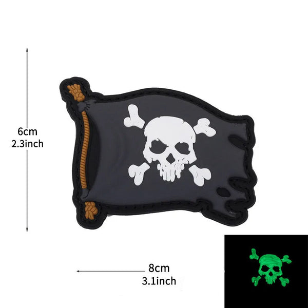 Pirate Skull Flag 'Luminous' PVC Rubber Velcro Patch