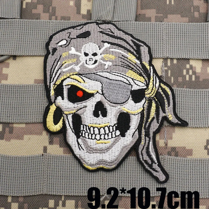 Pirate Skull 'Head' Embroidered Velcro Patch