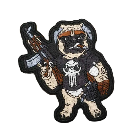 Pug 'Tactical Gun' Embroidered Velcro Patch