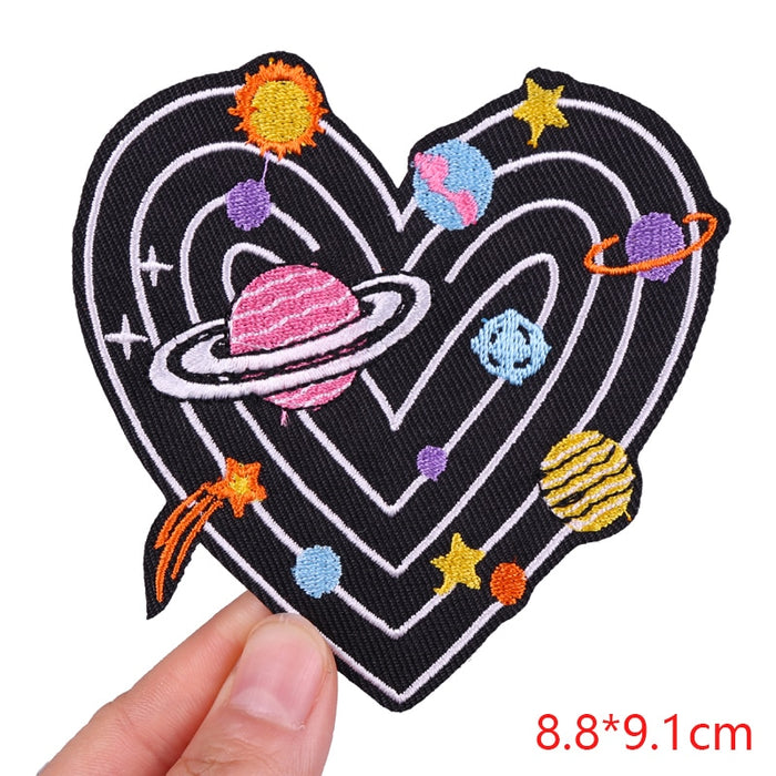 Heart Shaped Space 'Planets' Embroidered Patch