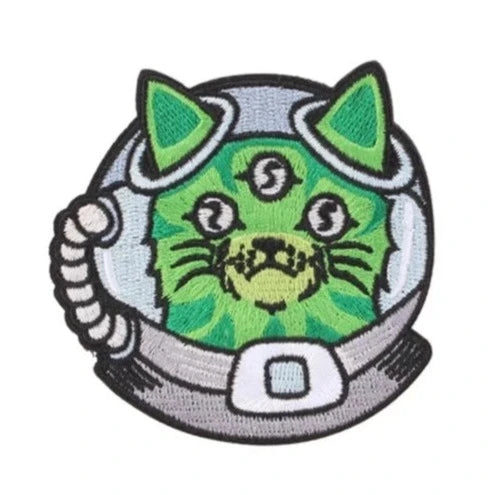 Cute 'Three Eyed Space Cat' Embroidered Velcro Patch