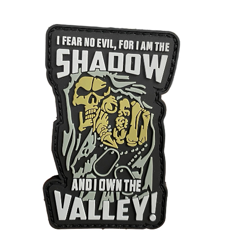 Skull 'I Fear No Evil, For I Am The Shadow and Own The Valley' PVC Rubber Velcro Patch
