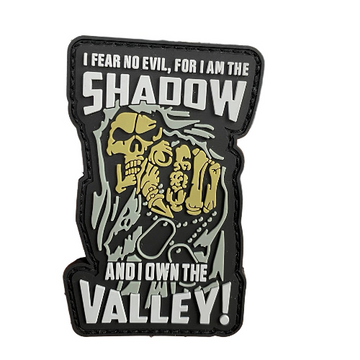Skull 'I Fear No Evil, For I Am The Shadow and Own The Valley' PVC Rubber Velcro Patch