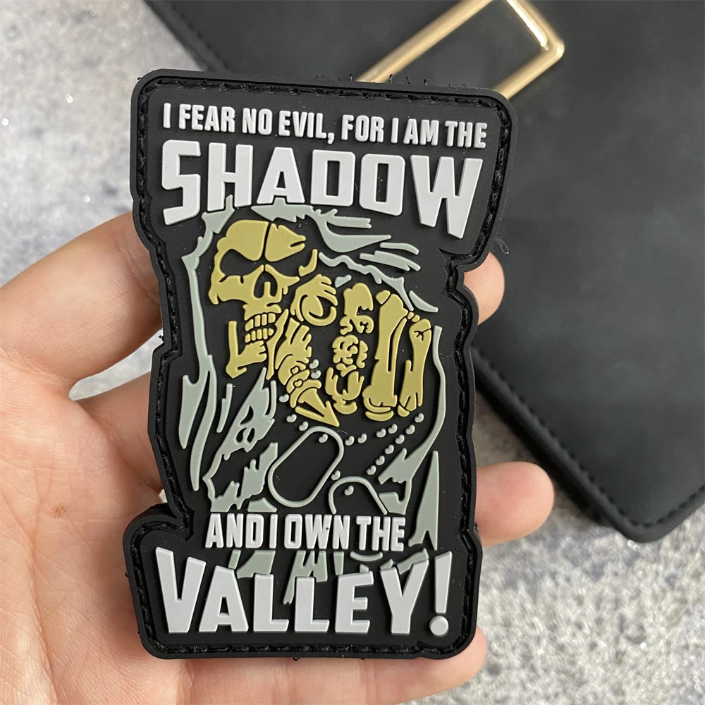 Skull 'I Fear No Evil, For I Am The Shadow and Own The Valley' PVC Rubber Velcro Patch