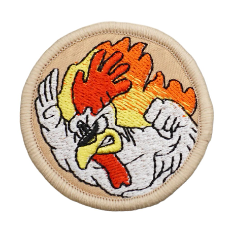 Flaming Fighting Chicken 'Round' Embroidered Velcro Patch