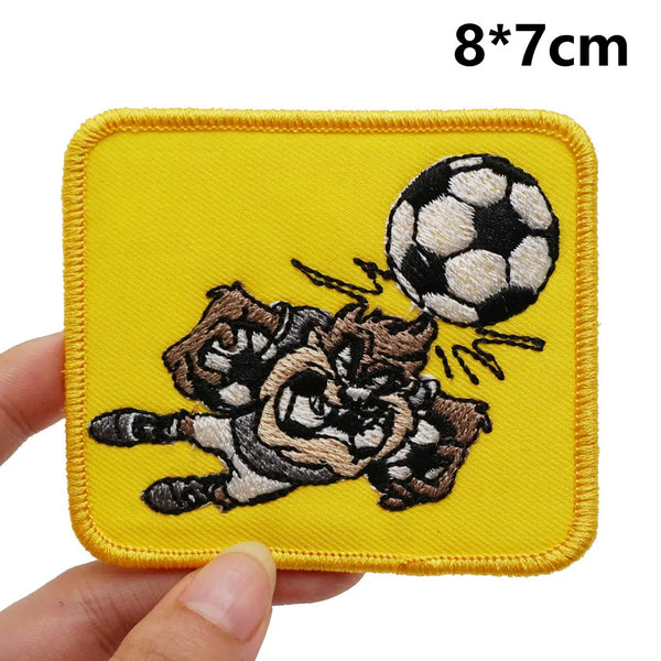 Tasmanian Devil 'Playing Soccer | Square' Embroidered Patch