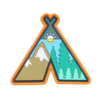 Teepee 'Forest and Mountain Peaks' PVC Rubber Velcro Patch