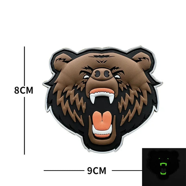 Bear Head 'Angry' PVC Rubber Velcro Patch