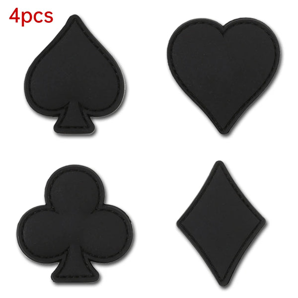 Playing Card Symbol 'Set of 4' PVC Rubber Velcro Patch