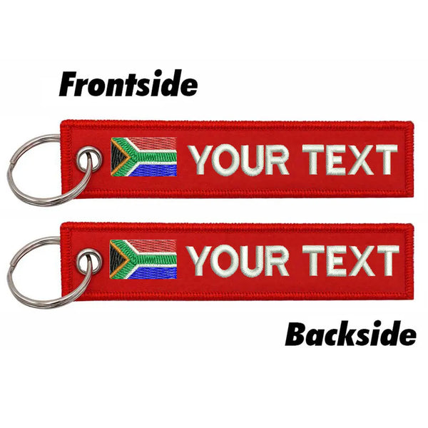 Personalized Keychain 'South Africa Flag' Embroidered Velcro Patch