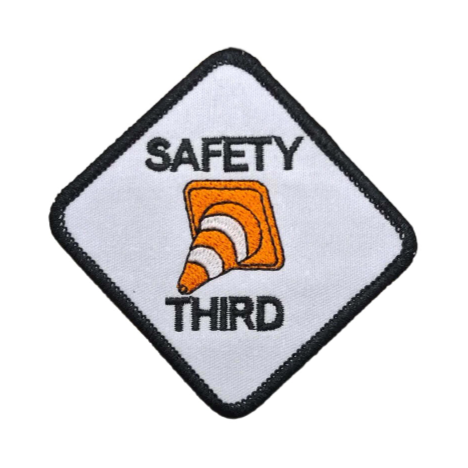 Cone Barrier 'Safety Third' Embroidered Velcro Patch