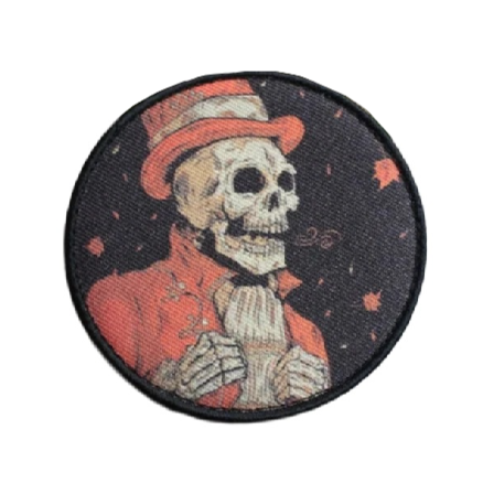 Autumn Skull 'Round' Embroidered Velcro Patch