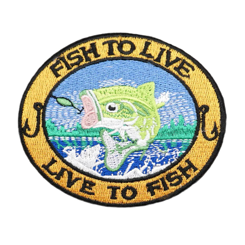 Green Fish 'Fish To Live | Round' Embroidered Velcro Patch