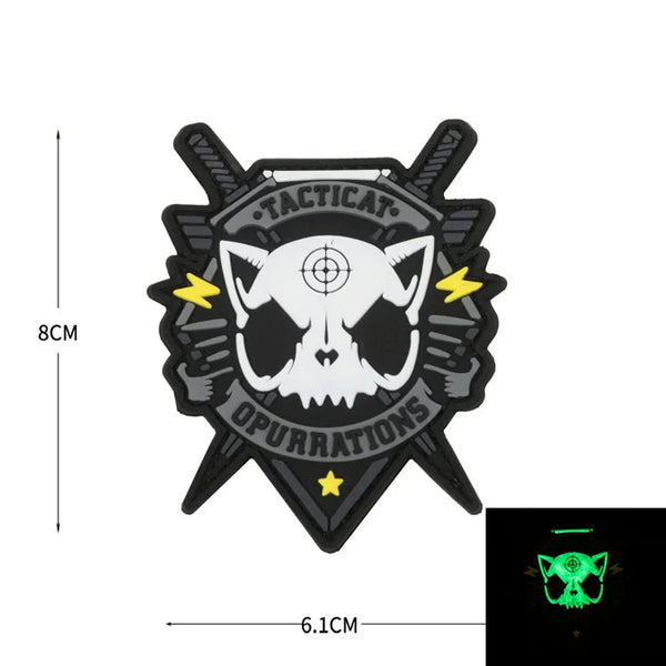 Cat Skull 'Tacticat Oppurations' PVC Rubber Velcro Patch