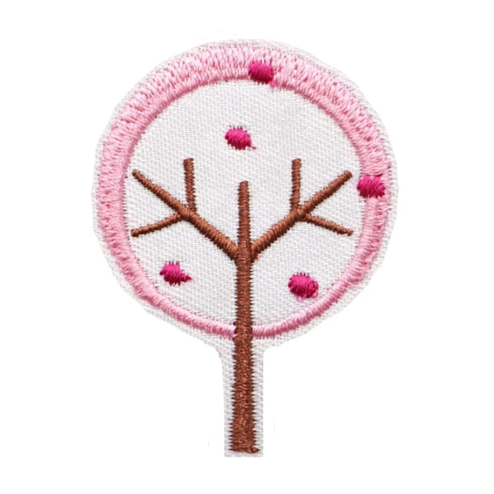 Cute 'Round Pink Tree' Embroidered Patch