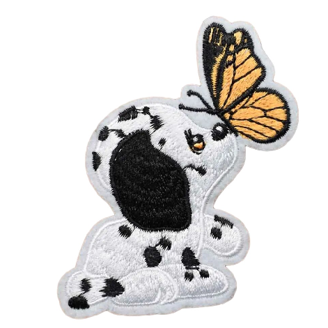 Dalmatian Puppy 'Kissing Butterfly' Embroidered Patch