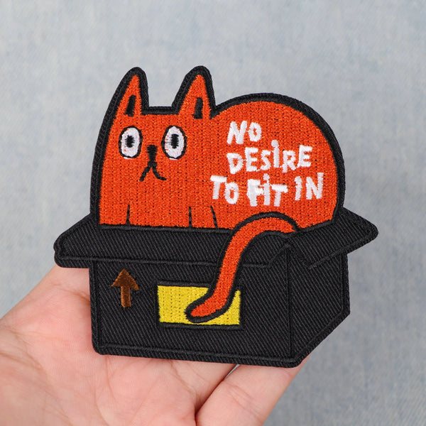 Orange Cat ‘No Desire To Fit In’ Embroidered Patch