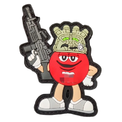 Tactical Red Candy 'Gun and Headgear' PVC Rubber Velcro Patch