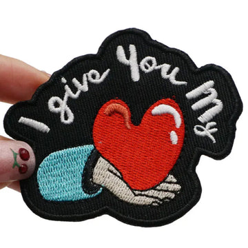 Cute 'I Give You My Heart' Embroidered Velcro Patch
