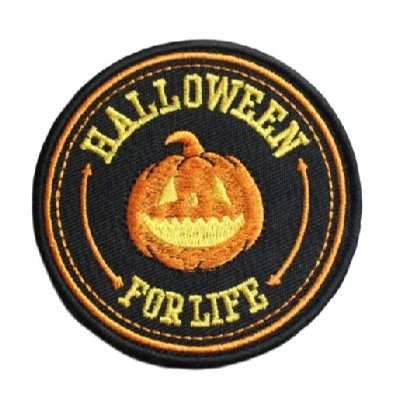 Pumpkin 'Halloween For Life' Embroidered Velcro Patch