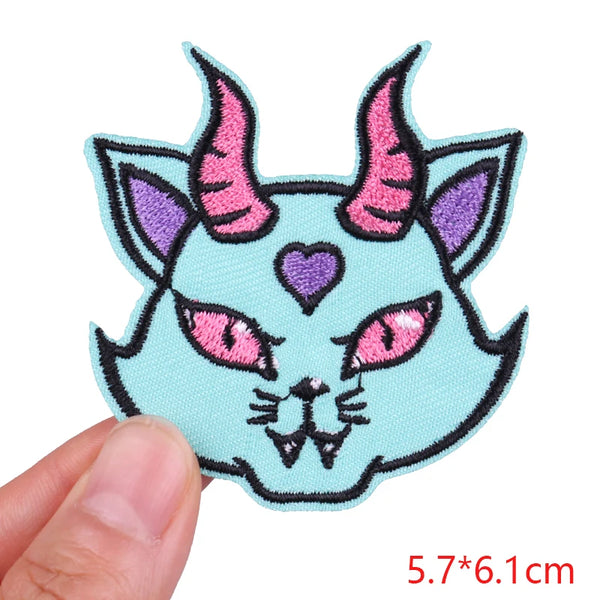 Demon Cat 'Head' Embroidered Patch