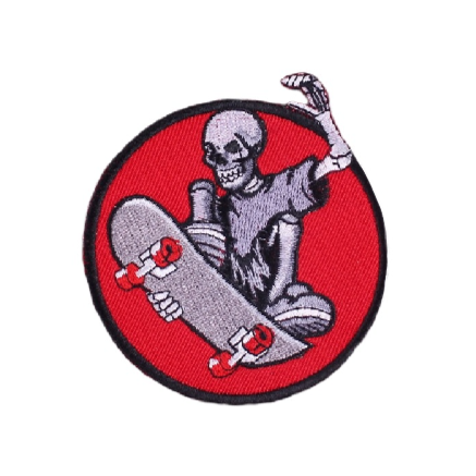 Skeleton 'Skateboarding' Embroidered Patch