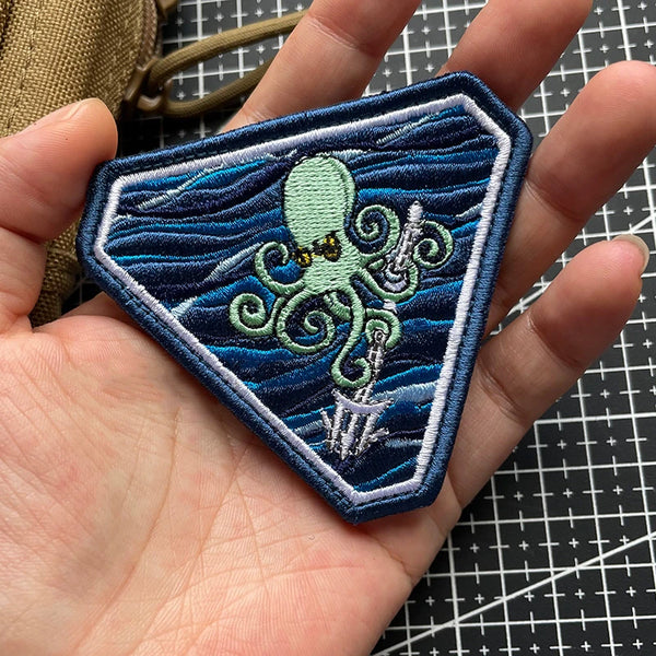 Octopus 'Trident Kraken' Embroidered Velcro Patch