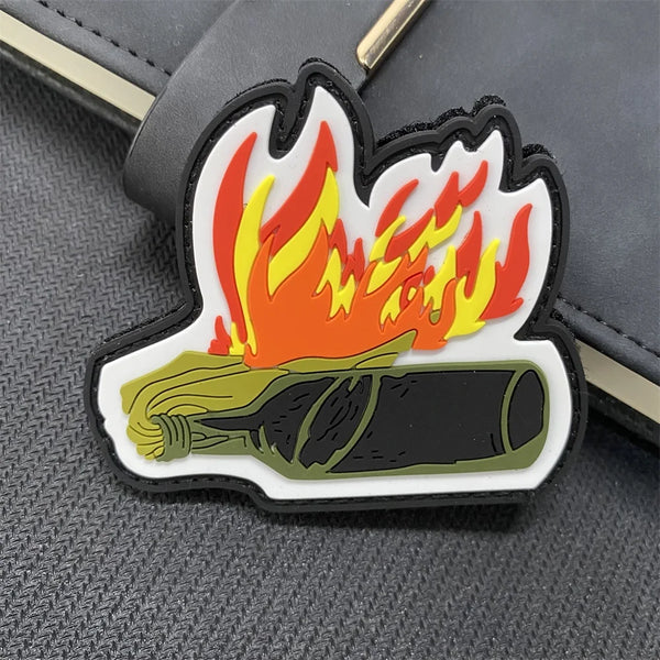 Molotov Cocktail PVC Rubber Velcro Patch