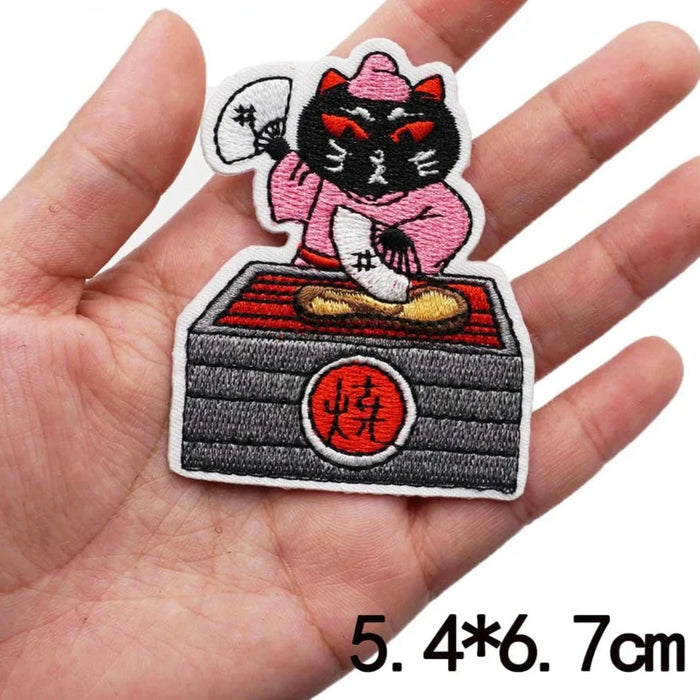 Black Cat Chef 'Cooking' Embroidered Patch