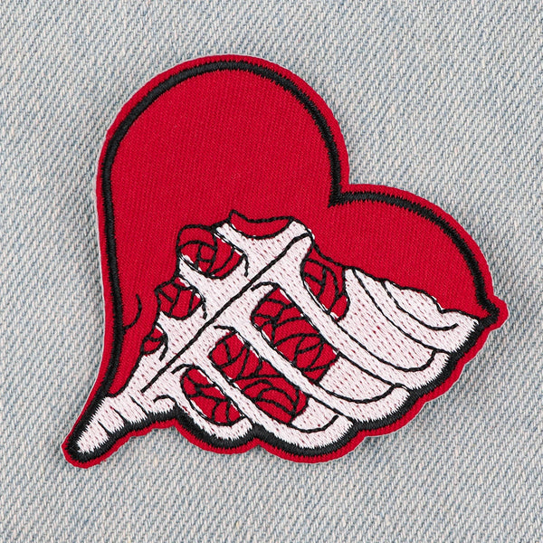 Skeleton 'Rib Cage Red Heart' Embroidered Patch