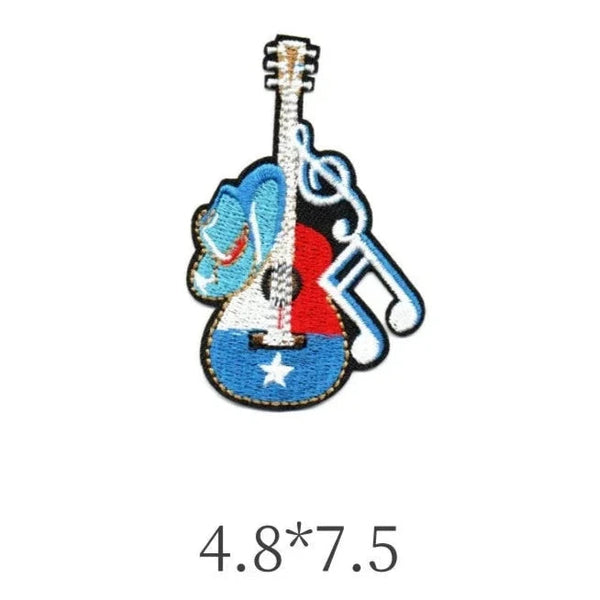 Texas Flag Guitar 'Music Notes' Embroidered Patch