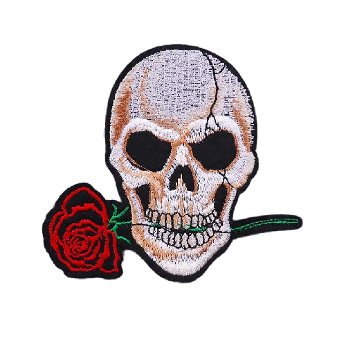 Skull Head 'Rose In Mouth' Embroidered Patch