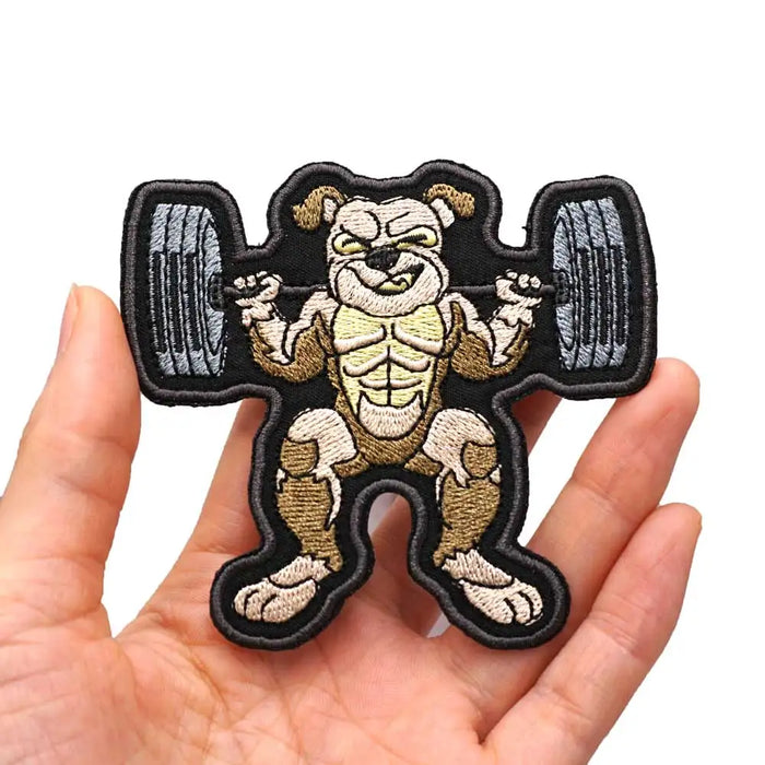 Bulldog 'Weightlifting' Embroidered Velcro Patch