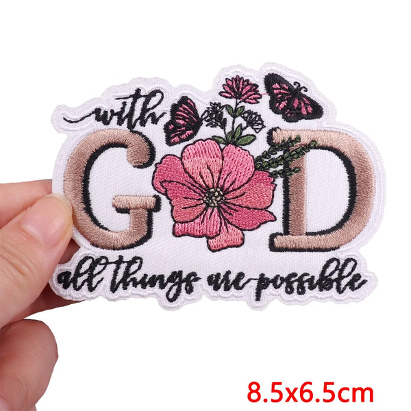 Quote 'With God All Things Are Possible' Embroidered Patch